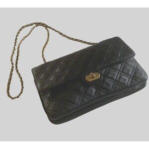 Vintage Pantera Quilted Black Leather  Crossbody Handbag